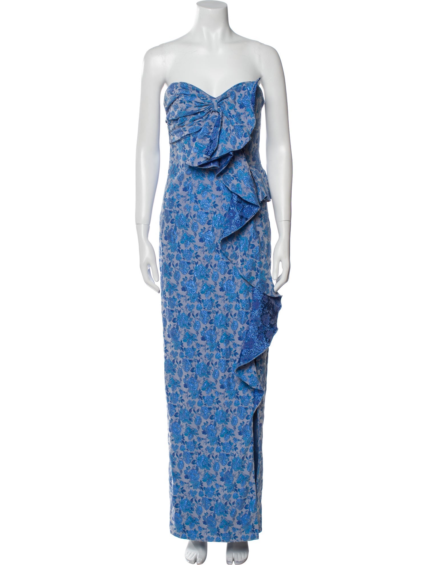 Theia Floral Print Long Dress