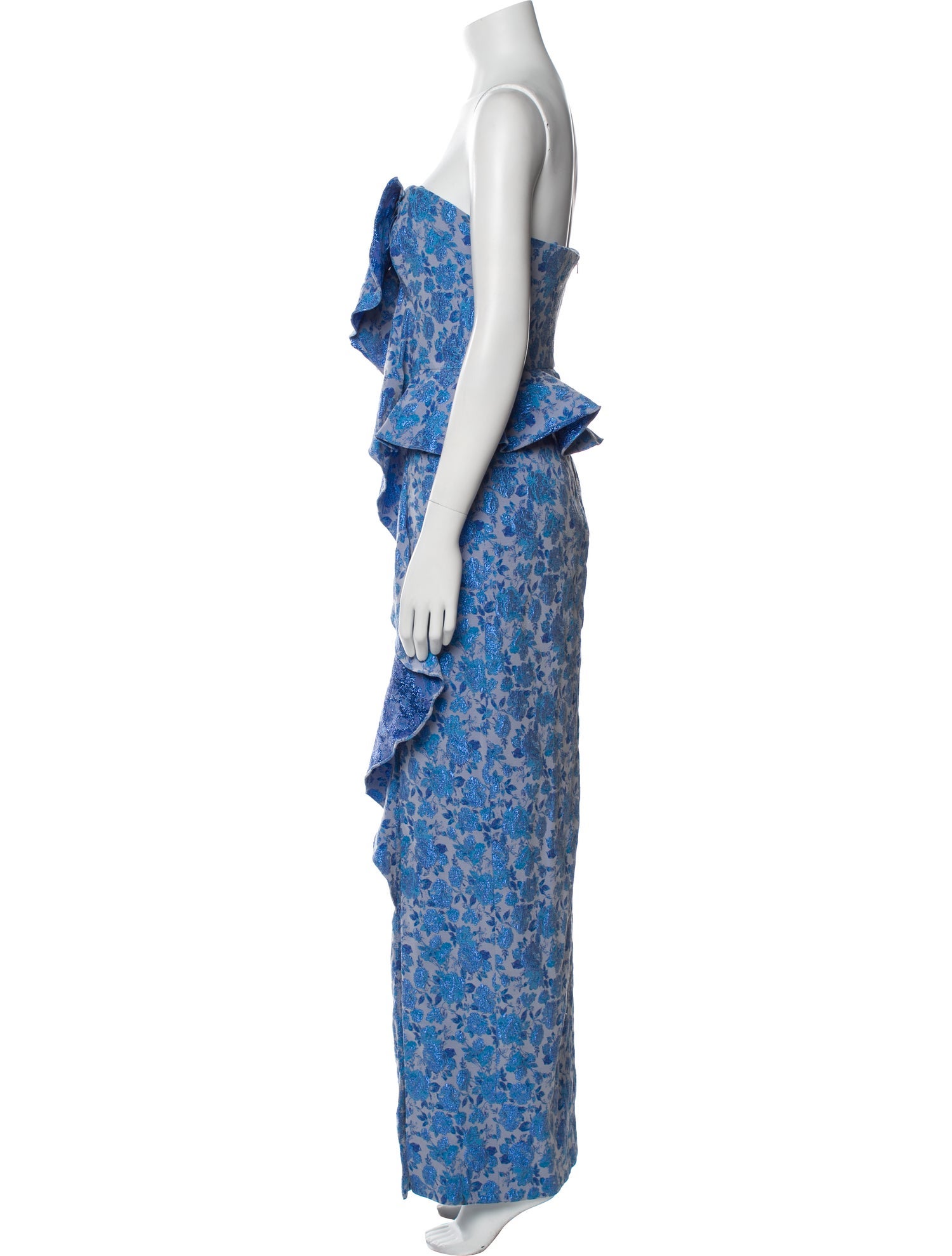 Theia Floral Print Long Dress