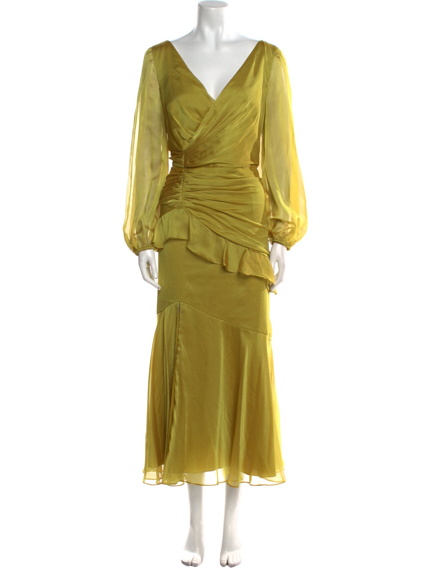 Theia Cowl Neck Long Dress