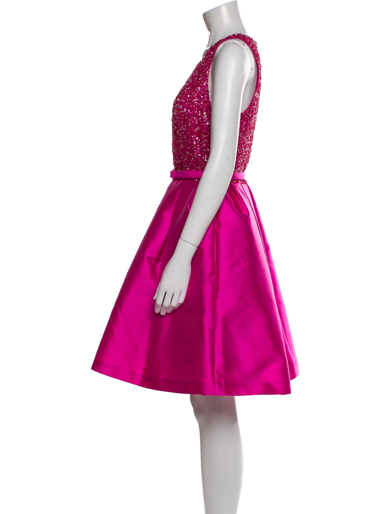 Theia Scoop Neck Knee-Length Dress