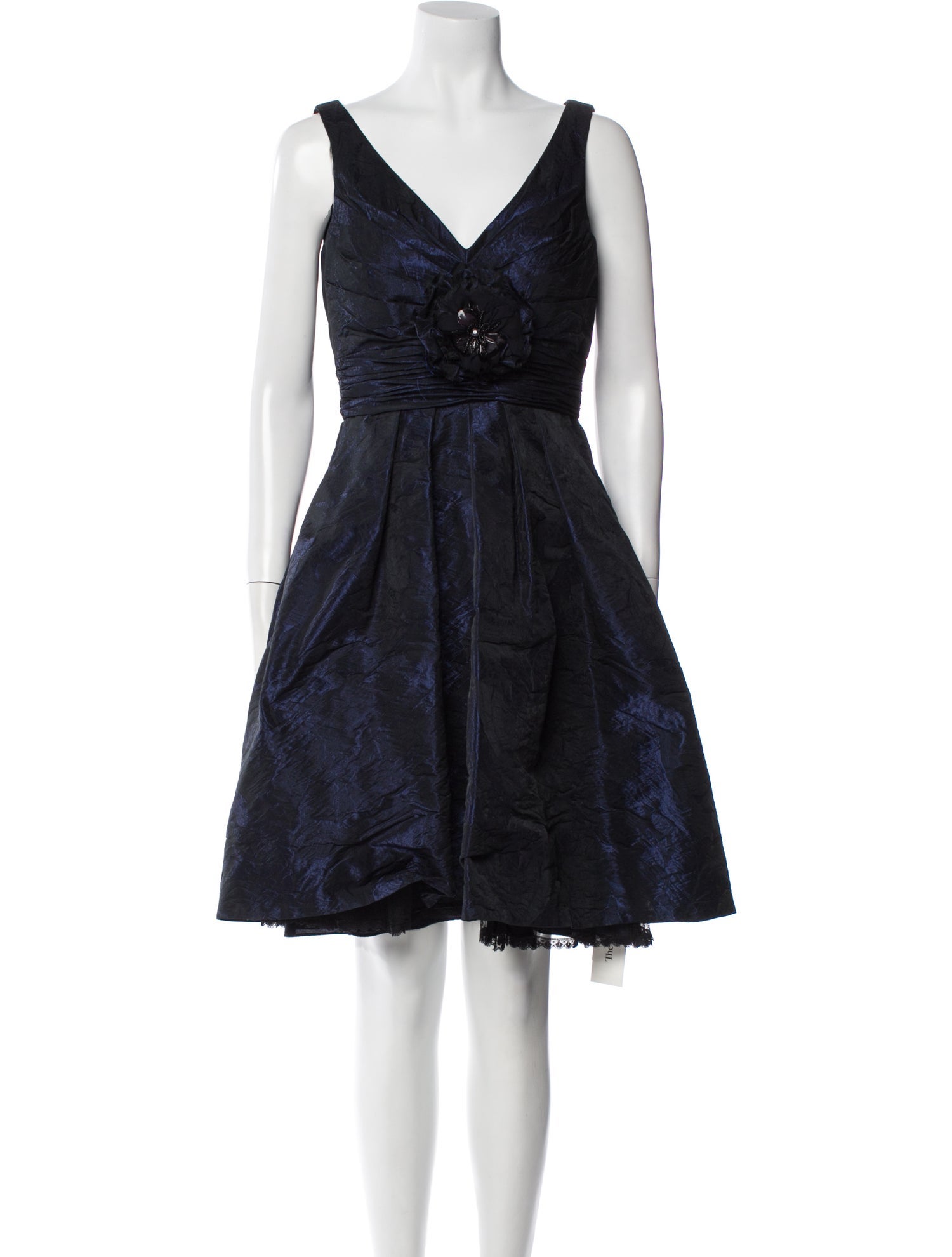 Theia V-Neck Knee-Length Dress