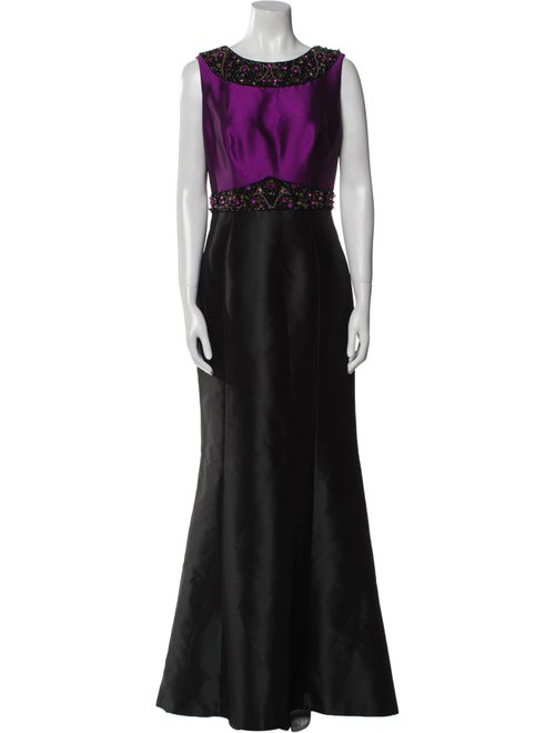 Theia Bateau Neckline Long Dress