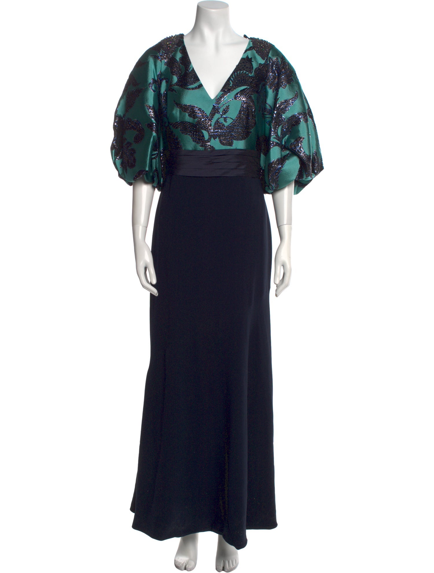 Theia V-Neck Long Dress