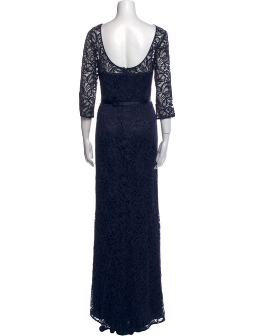 Theia Lace Pattern Long Dress