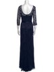 Theia Lace Pattern Long Dress
