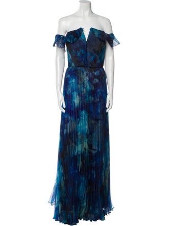 Theia Tie-Dye Print Long Dress