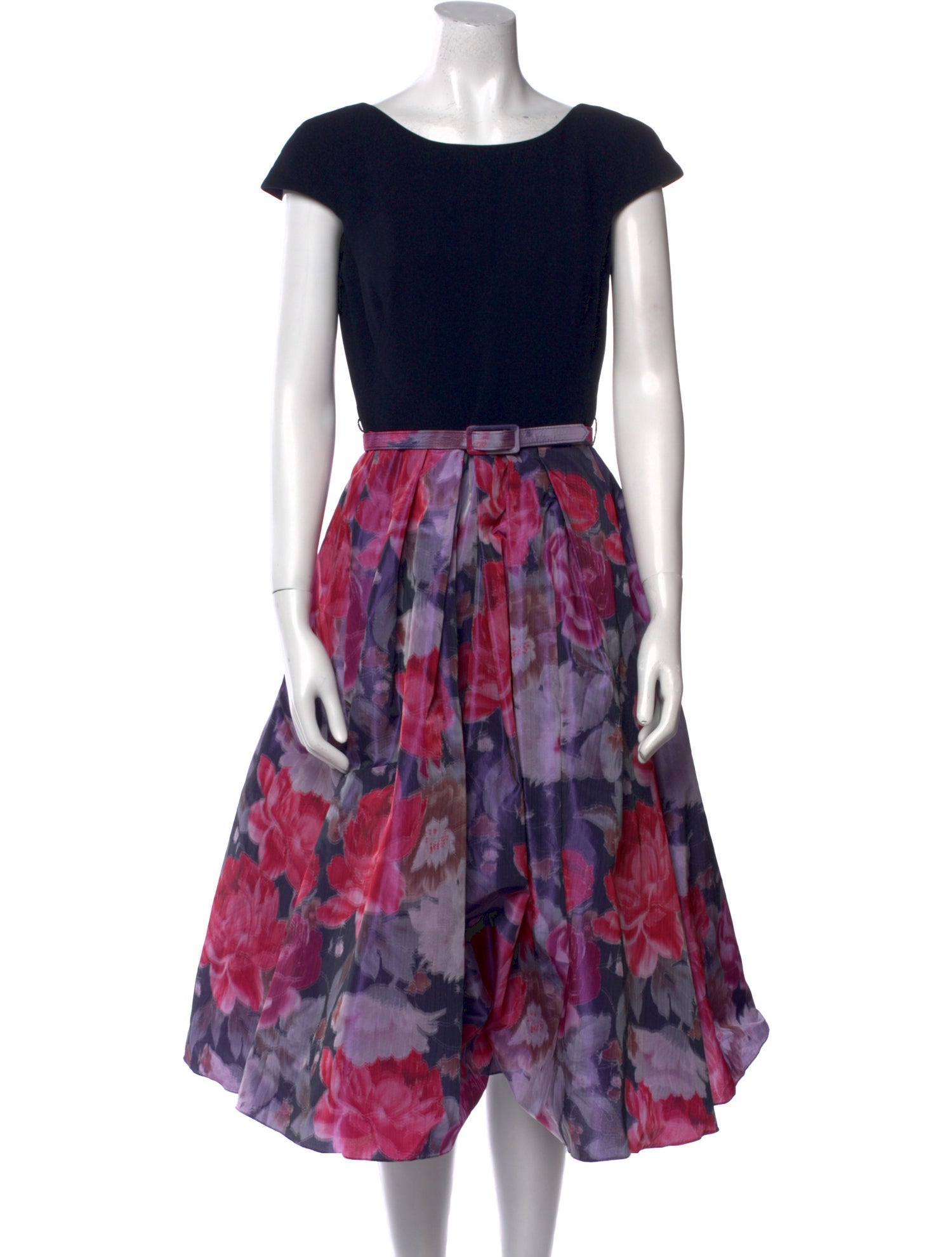 Theia Printed Midi Length Dress