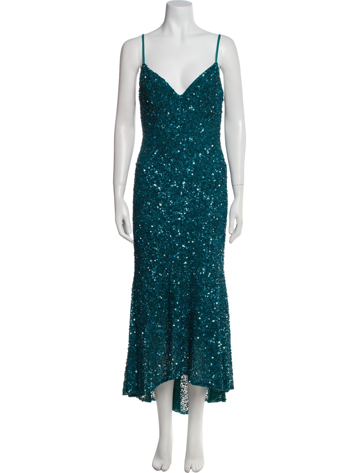 Theia V-Neck Long Dress