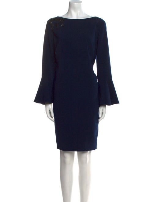 Theia Bateau Neckline Knee-Length Dress