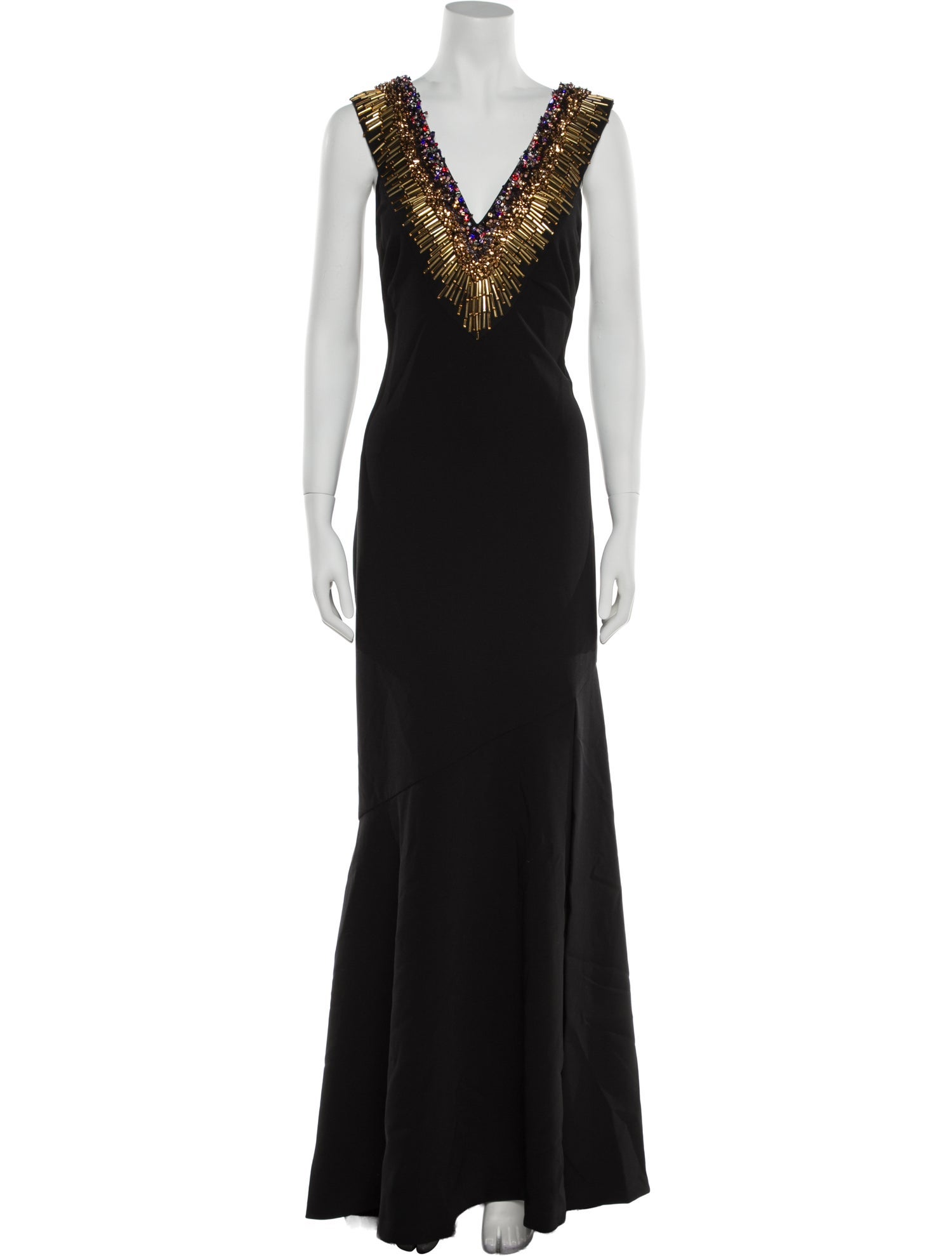 Theia V-Neck Long Dress