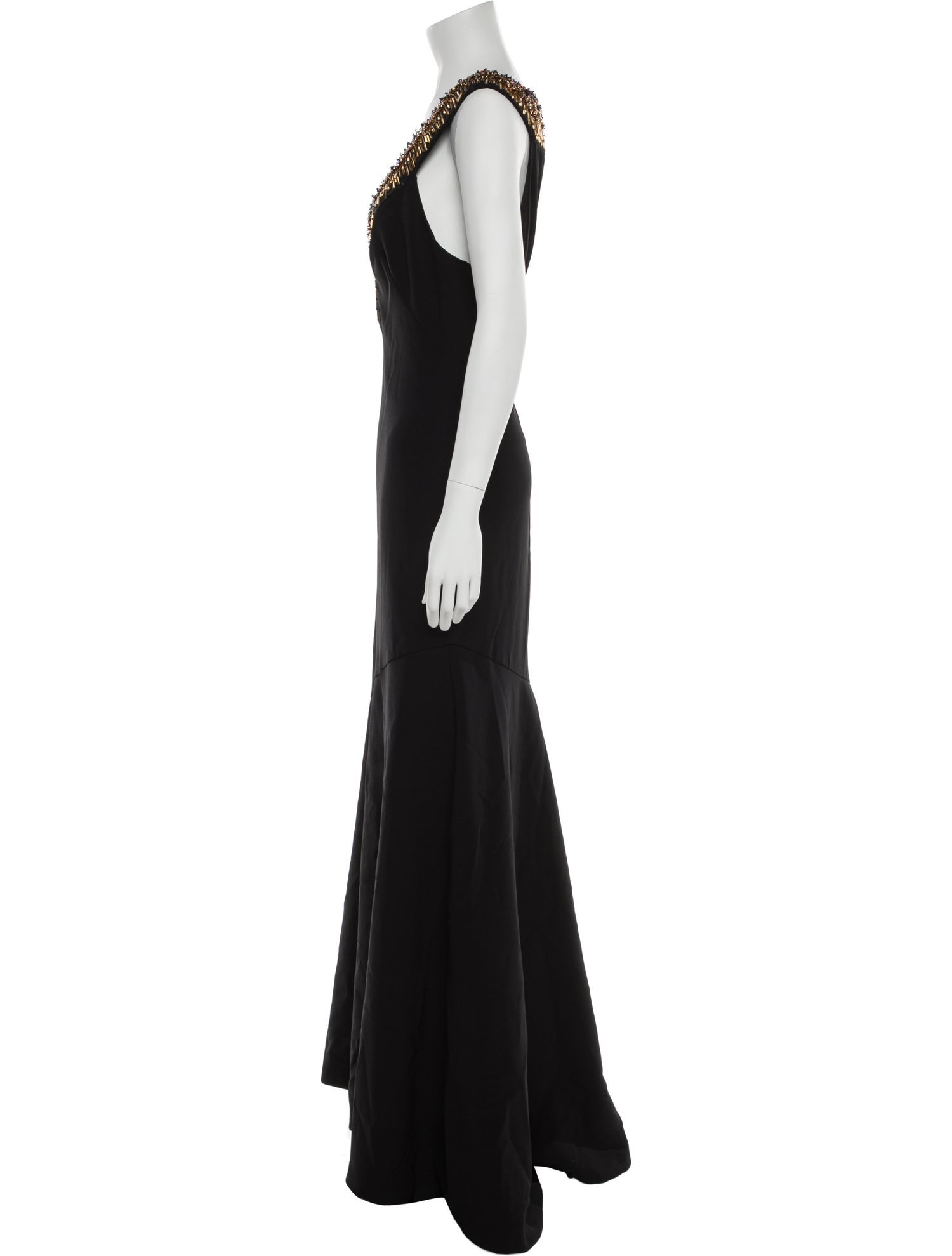 Theia V-Neck Long Dress