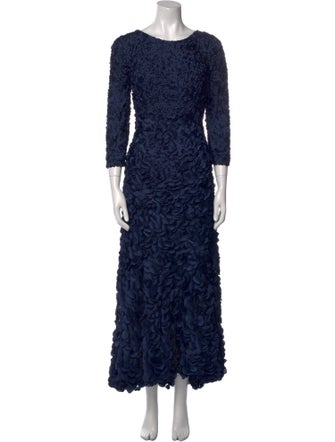 Theia Scoop Neck Long Dress