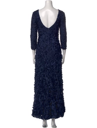 Theia Scoop Neck Long Dress