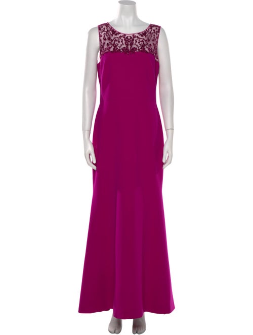 Theia Scoop Neck Long Dress