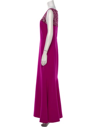 Theia Scoop Neck Long Dress