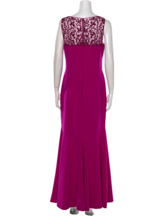 Theia Scoop Neck Long Dress