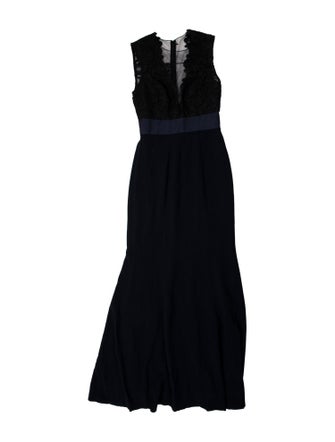 Theia V-Neck Long Dress