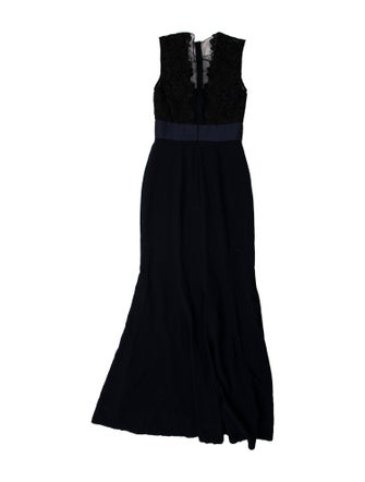 Theia V-Neck Long Dress