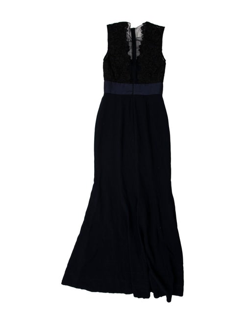 Theia V-Neck Long Dress