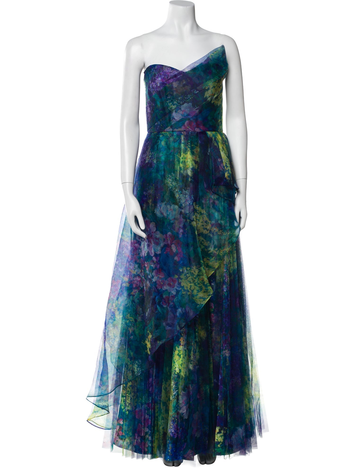 Theia Printed Long Dress