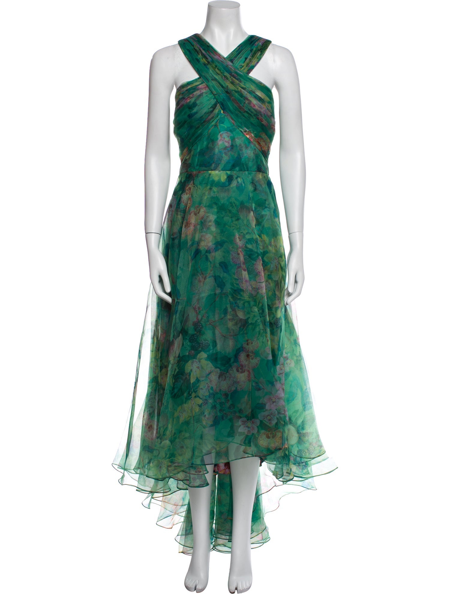 Theia Printed Long Dress w/ Tags