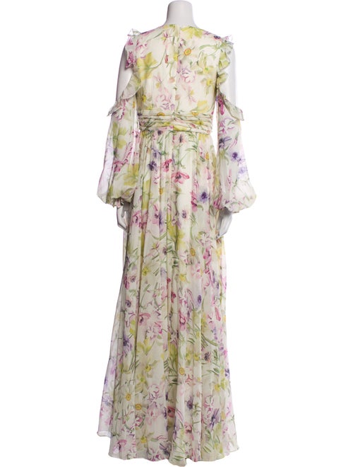 Theia Floral Print Long Dress