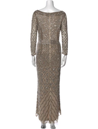 Theia V-Neck Long Dress