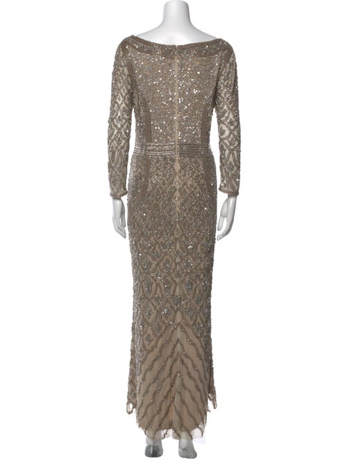 Theia V-Neck Long Dress