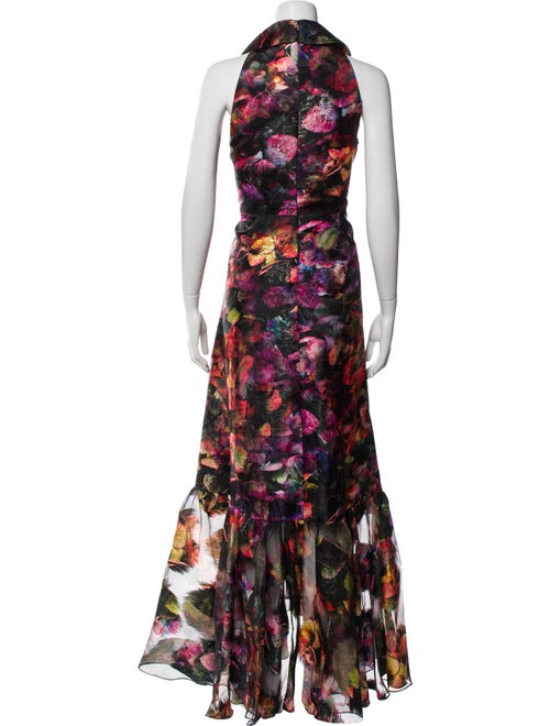 Theia Floral Print Long Dress