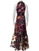 Theia Floral Print Long Dress