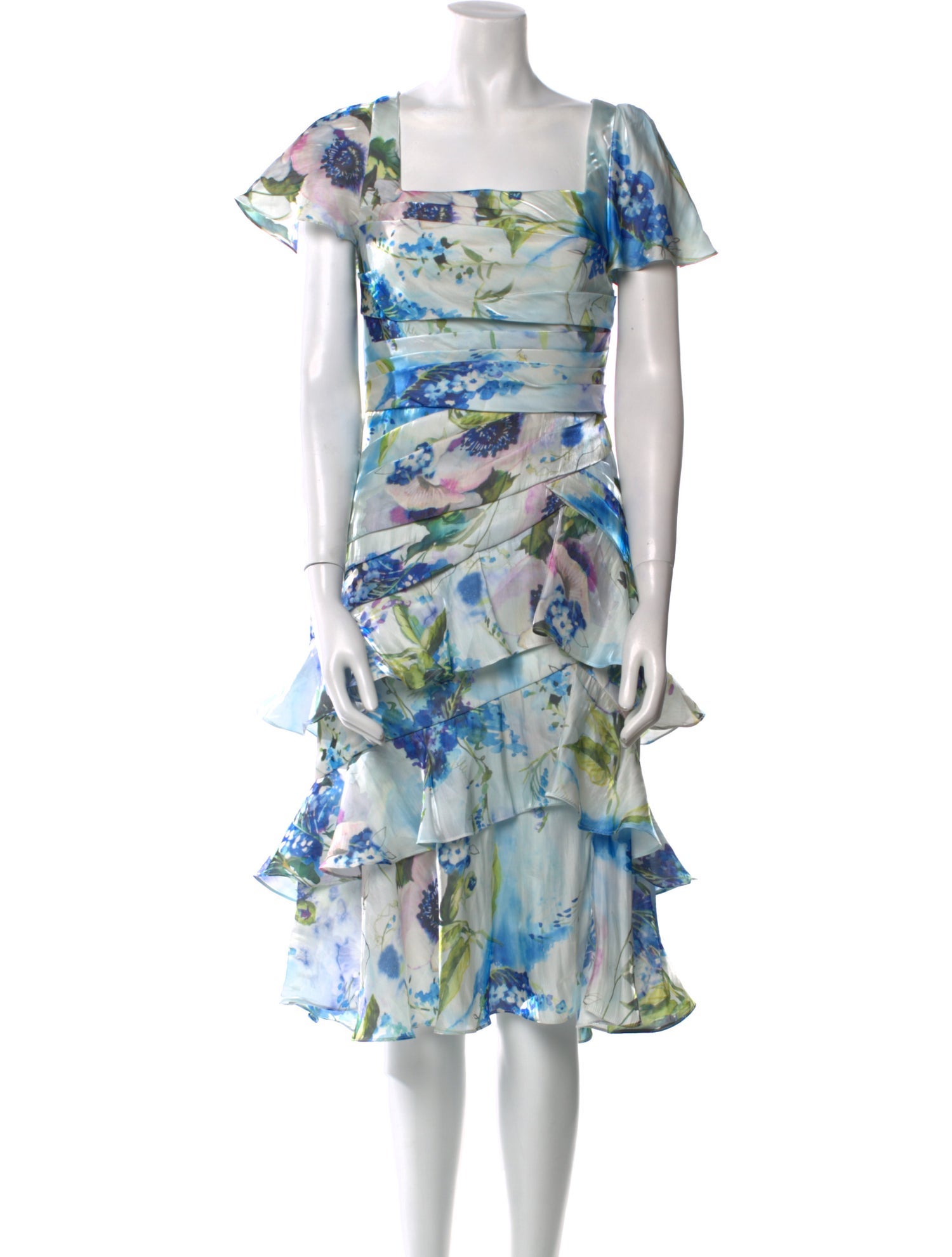 Theia Floral Print Midi Length Dress w/ Tags