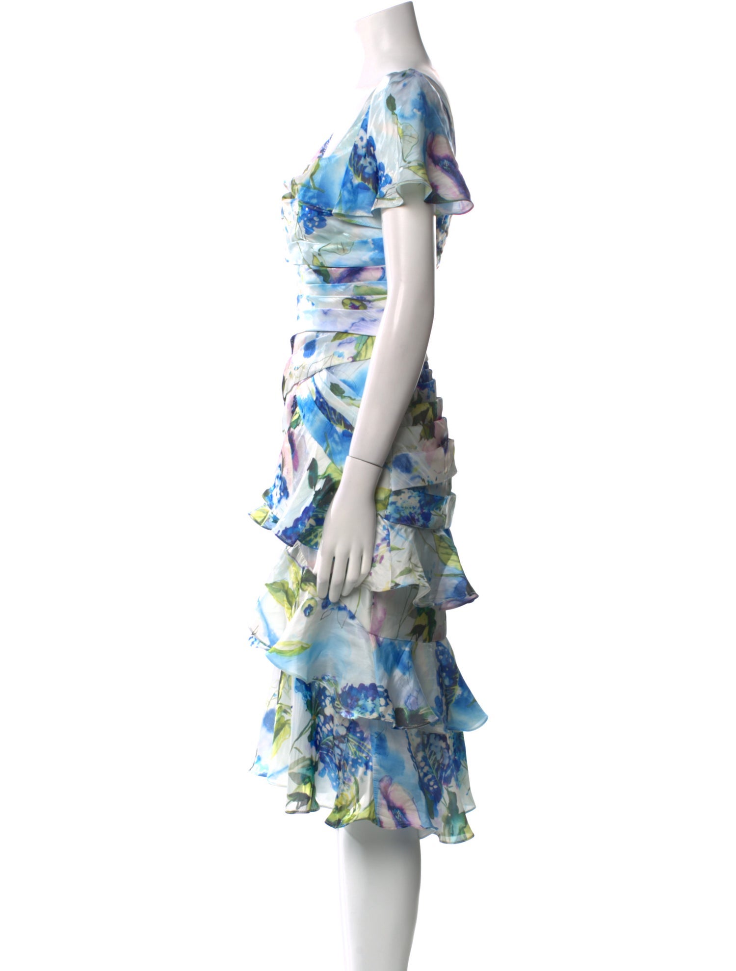 Theia Floral Print Midi Length Dress w/ Tags