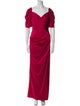 Theia V-Neck Long Dress