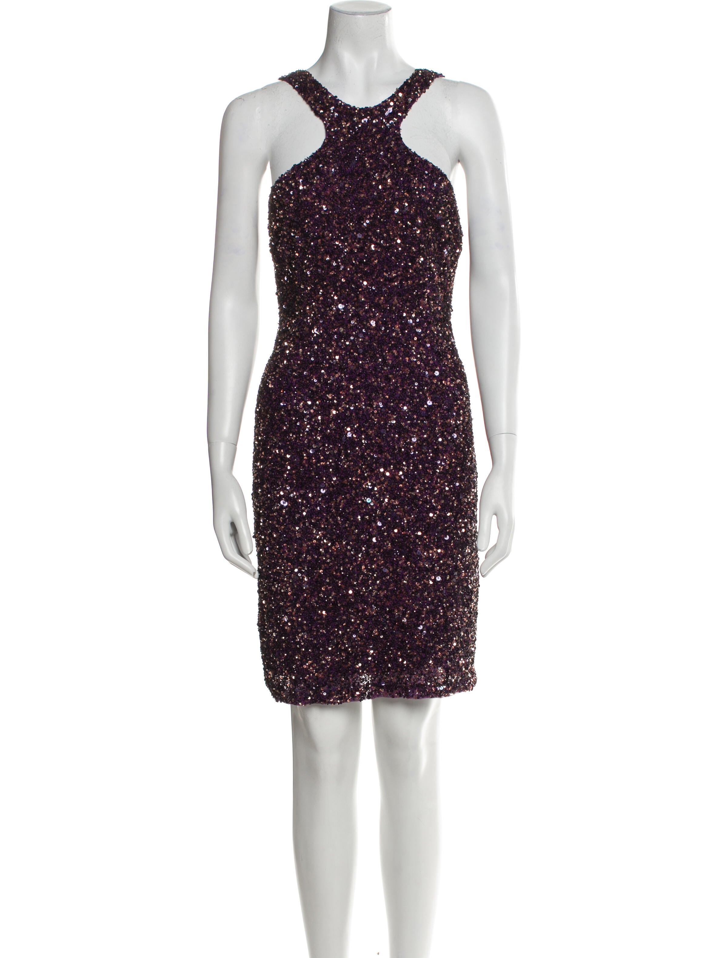 Theia Halterneck Knee-Length Dress