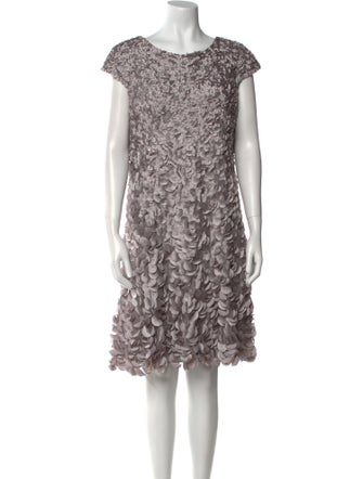 Theia Lace Pattern Knee-Length Dress