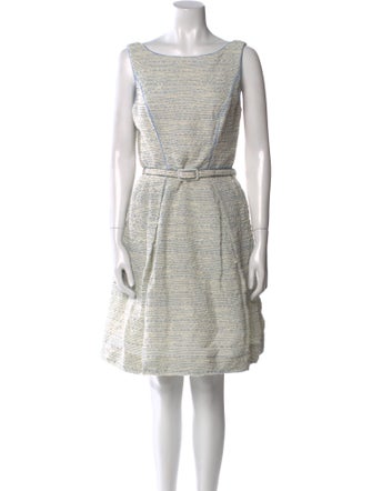 Theia Bateau Neckline Knee-Length Dress