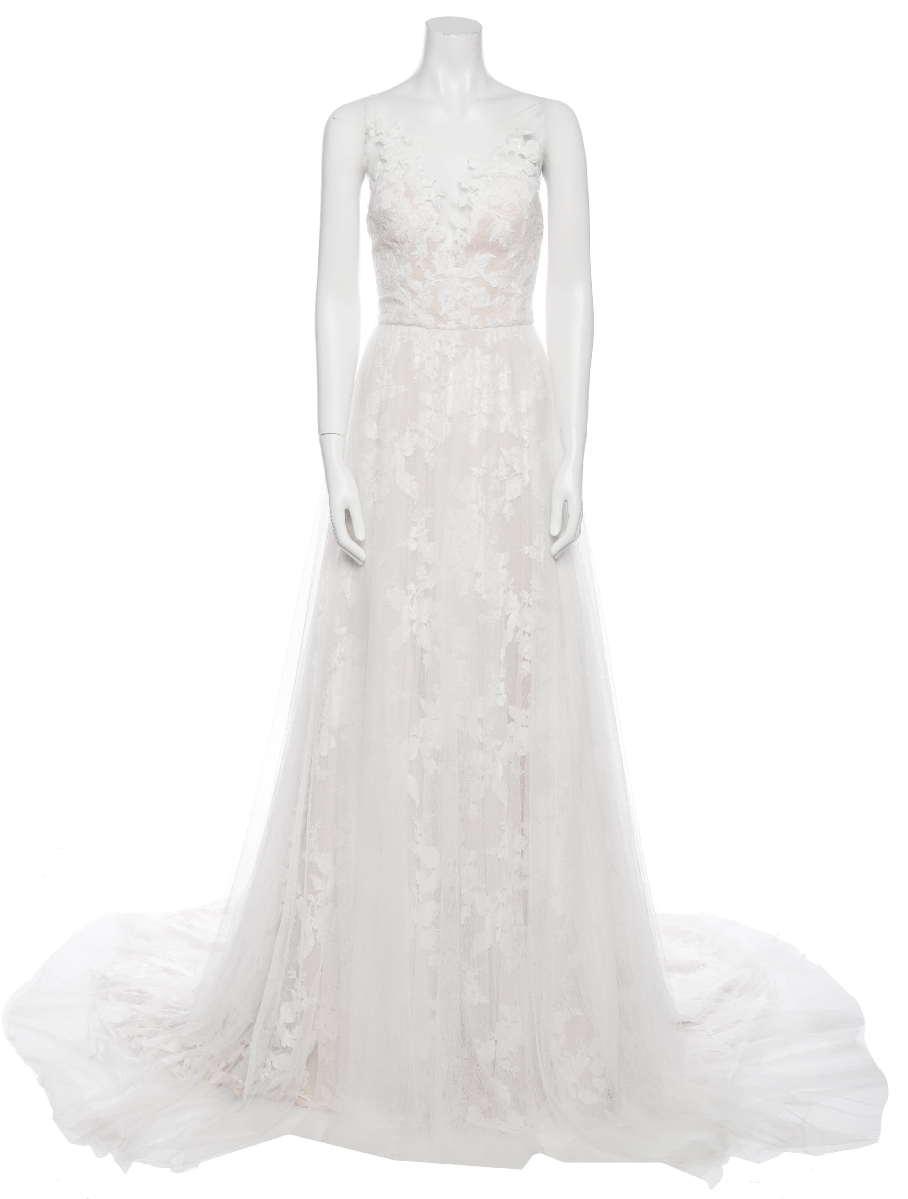 Theia Lace Pattern Long Dress