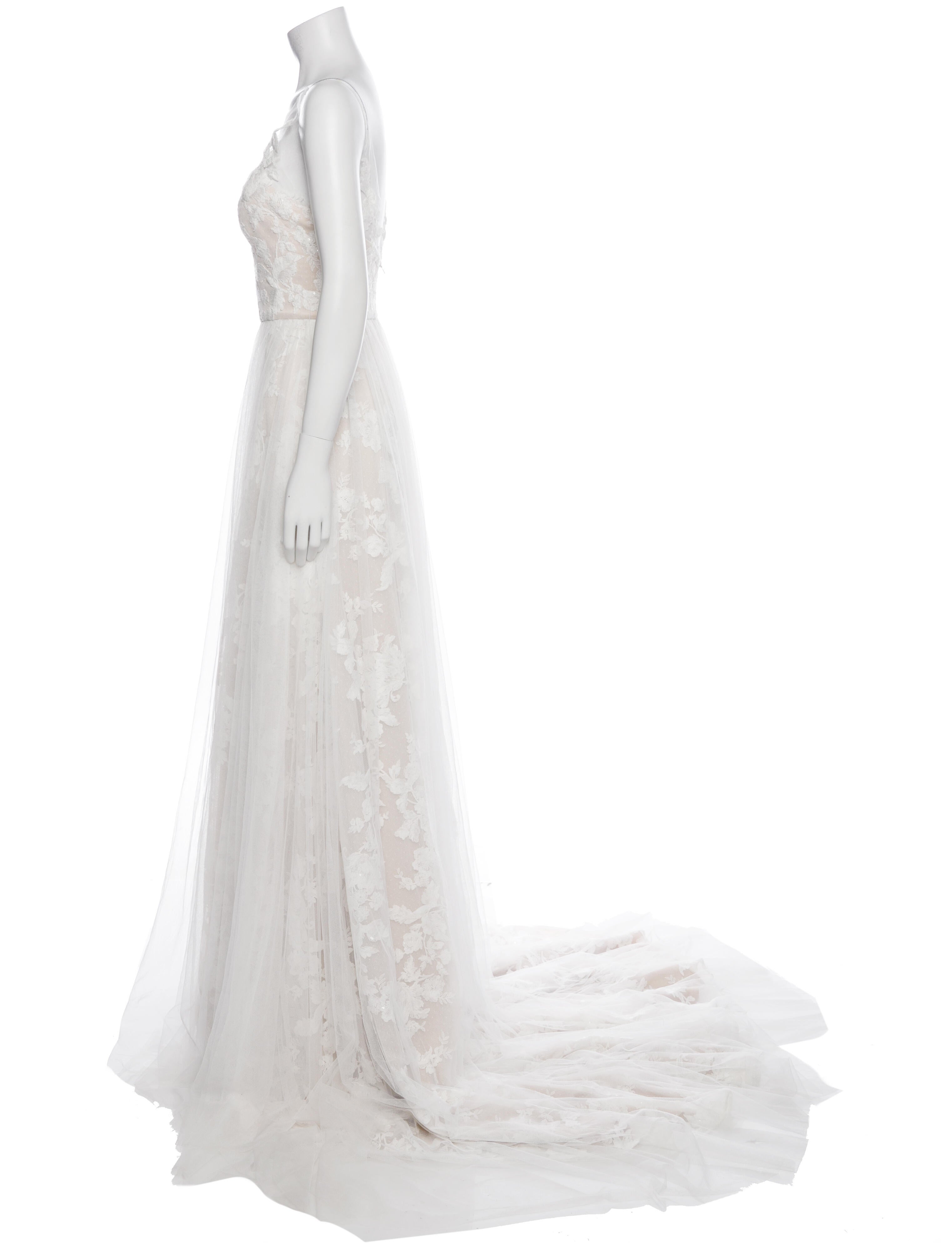 Theia Lace Pattern Long Dress