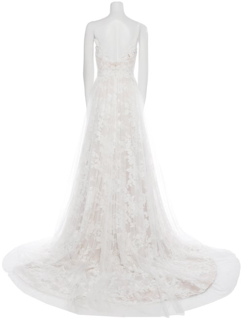 Theia Lace Pattern Long Dress