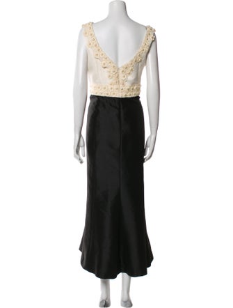 Theia Bateau Neckline Long Dress