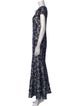 Theia Floral Print Long Dress