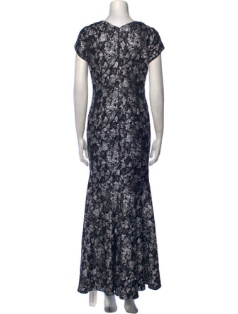 Theia Floral Print Long Dress