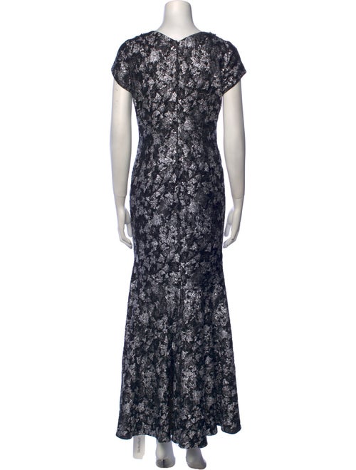 Theia Floral Print Long Dress