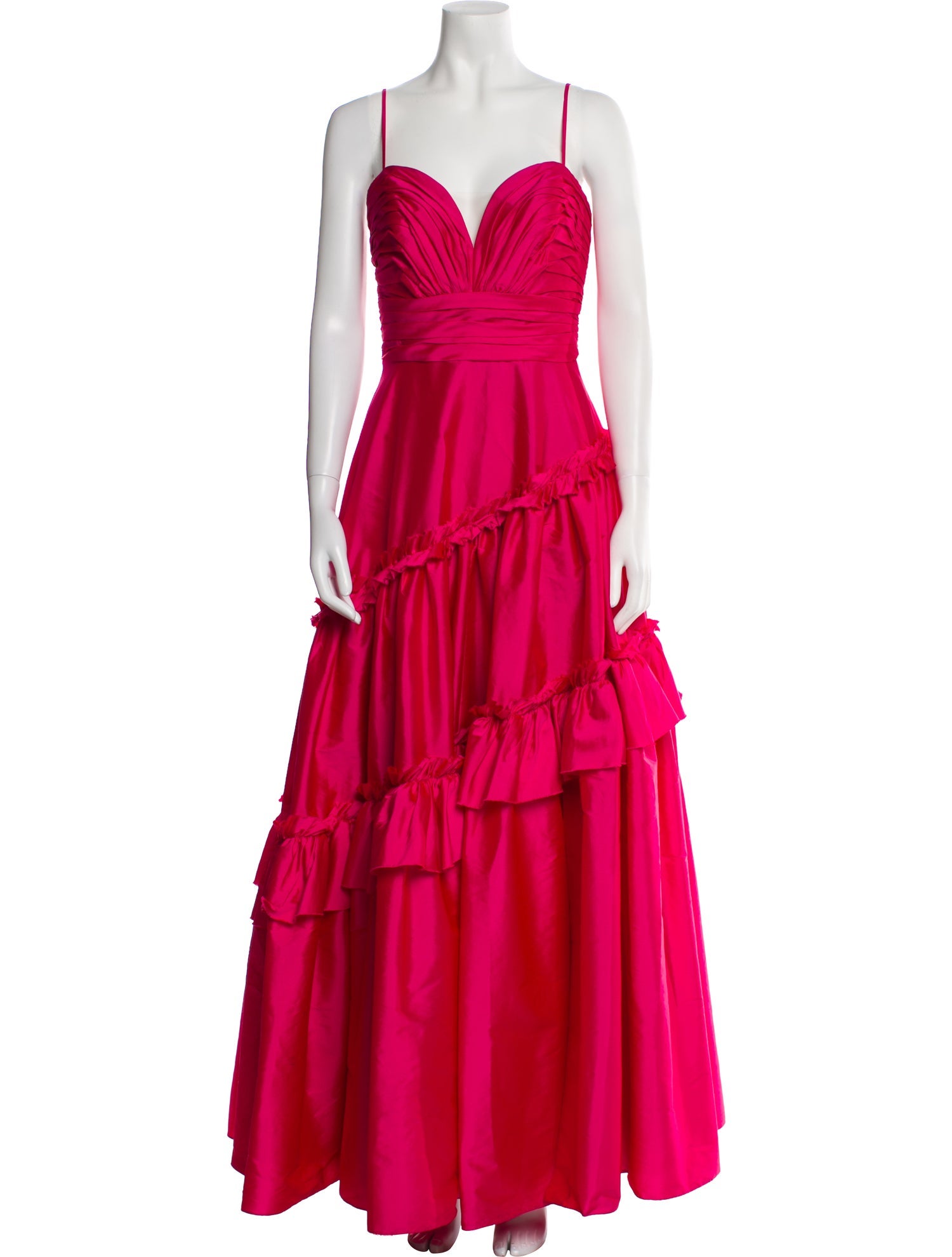 Theia V-Neck Long Dress