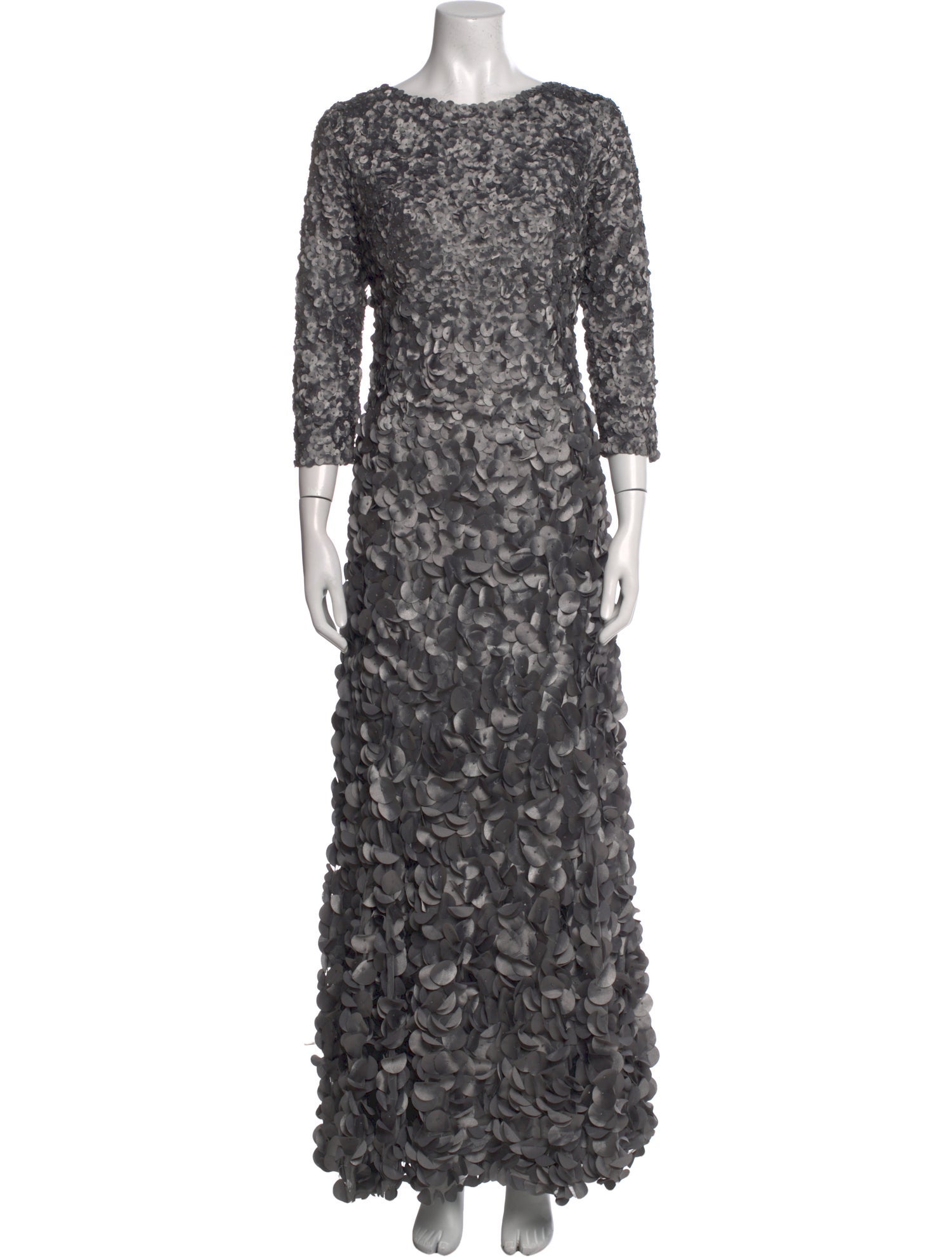 Theia Lace Pattern Long Dress
