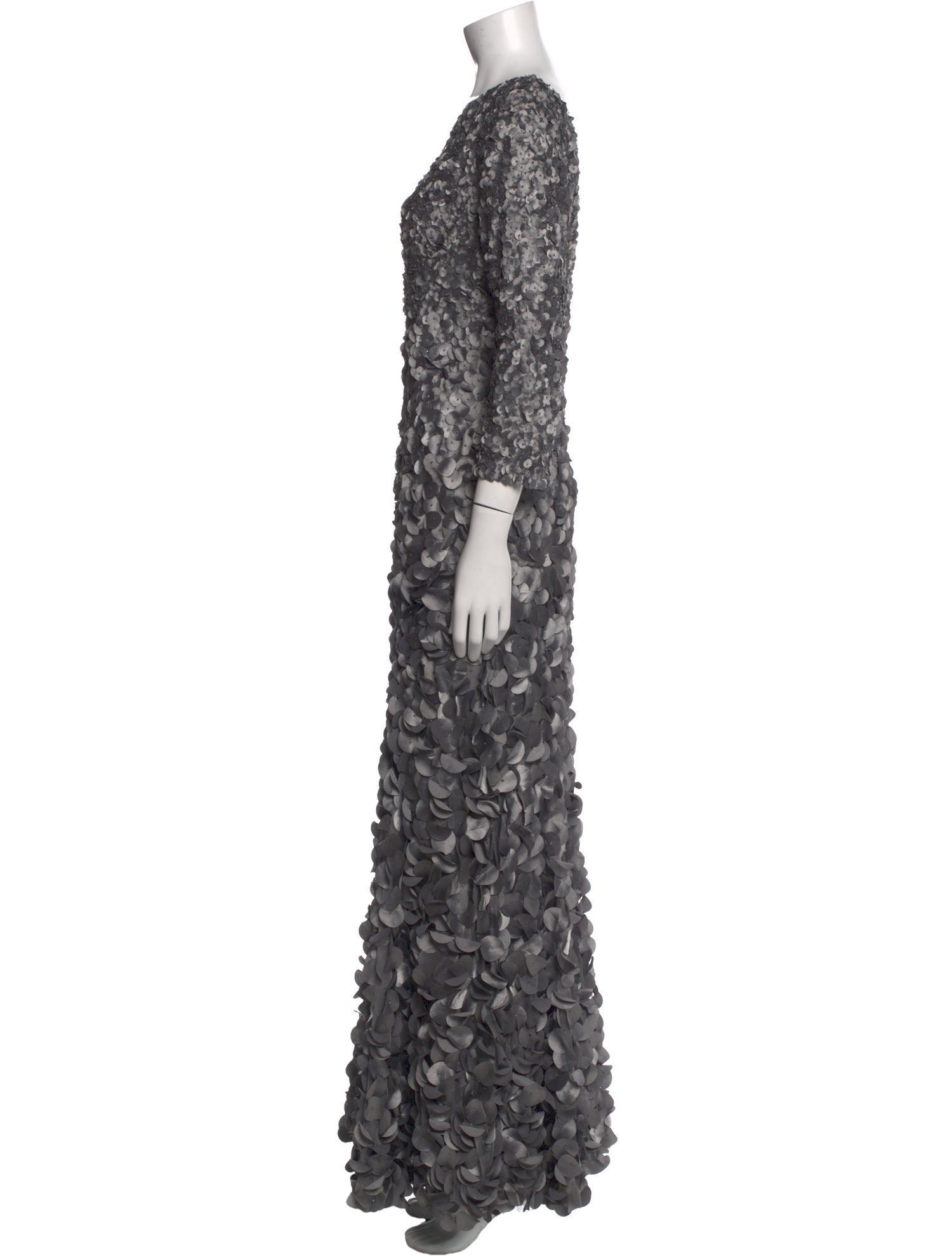 Theia Lace Pattern Long Dress