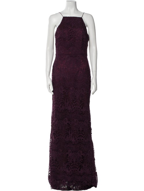 Theia Lace Pattern Long Dress