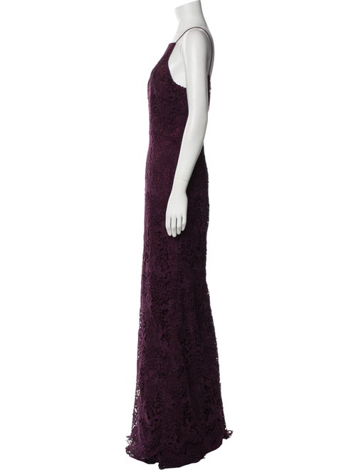 Theia Lace Pattern Long Dress
