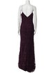 Theia Lace Pattern Long Dress