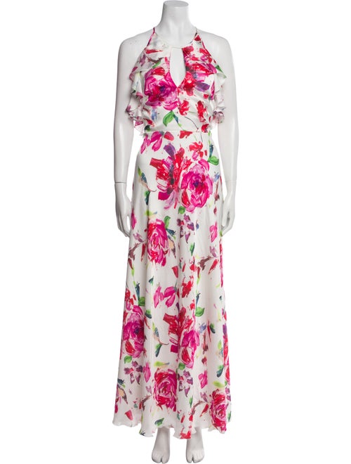 Theia Floral Print Long Dress